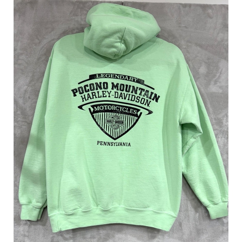 Harley-Davidson Hoodie Mens Medium Pocono Mountain PA Mint Green Pullover